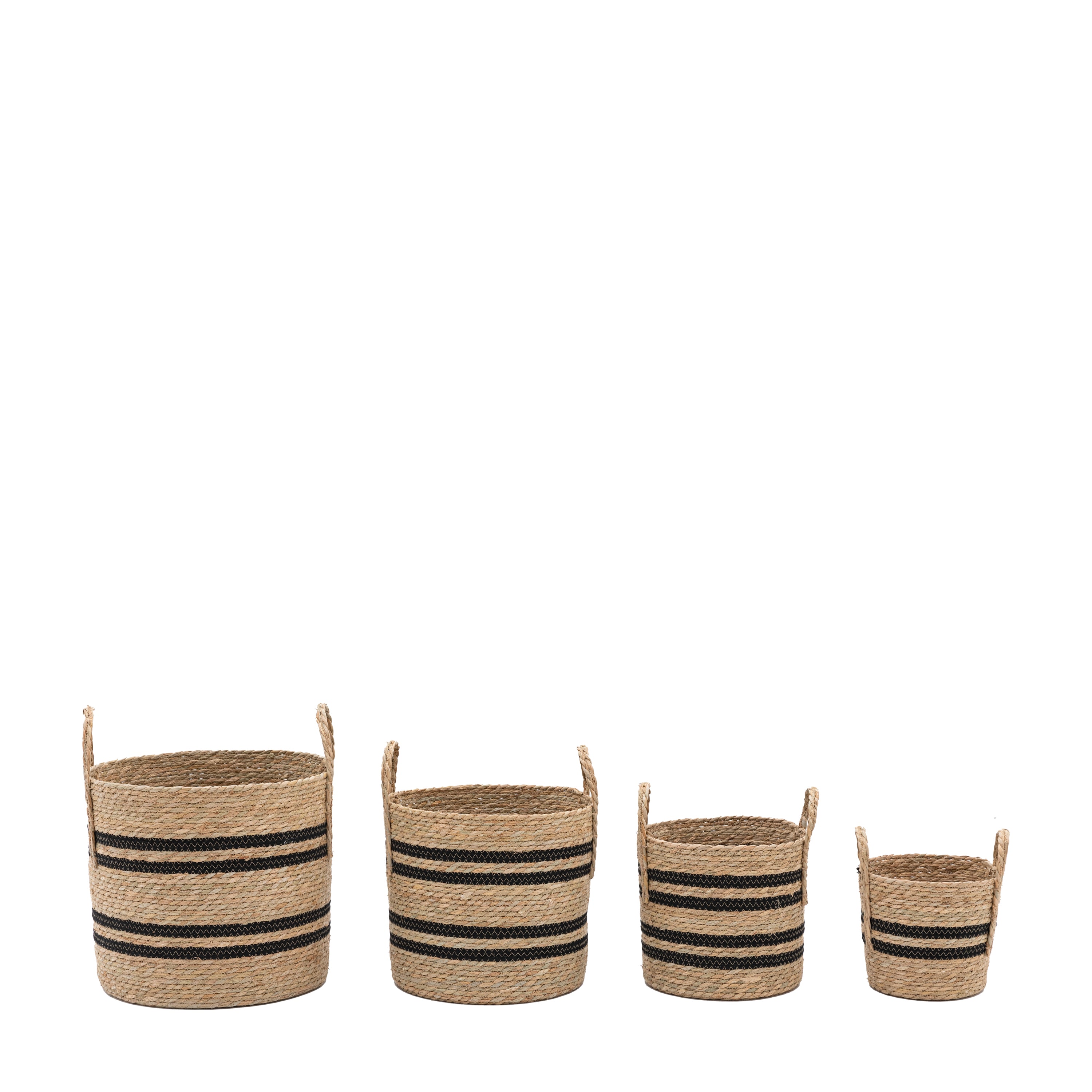 Set of 4 Storage Basket Black Stripe Nest